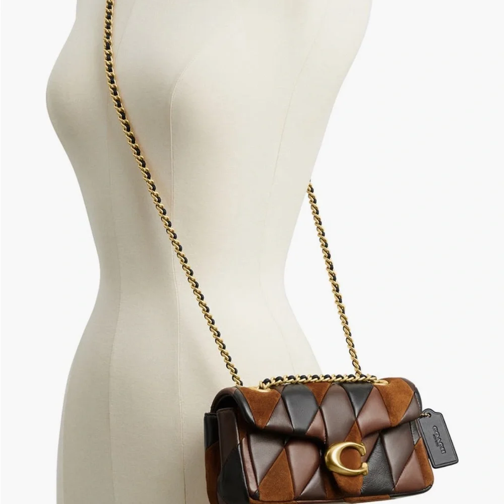 Coach Tabby 20 Patchwork Leather & Suede Shoulder Bag in Brown and Black - Picture 8 of 8